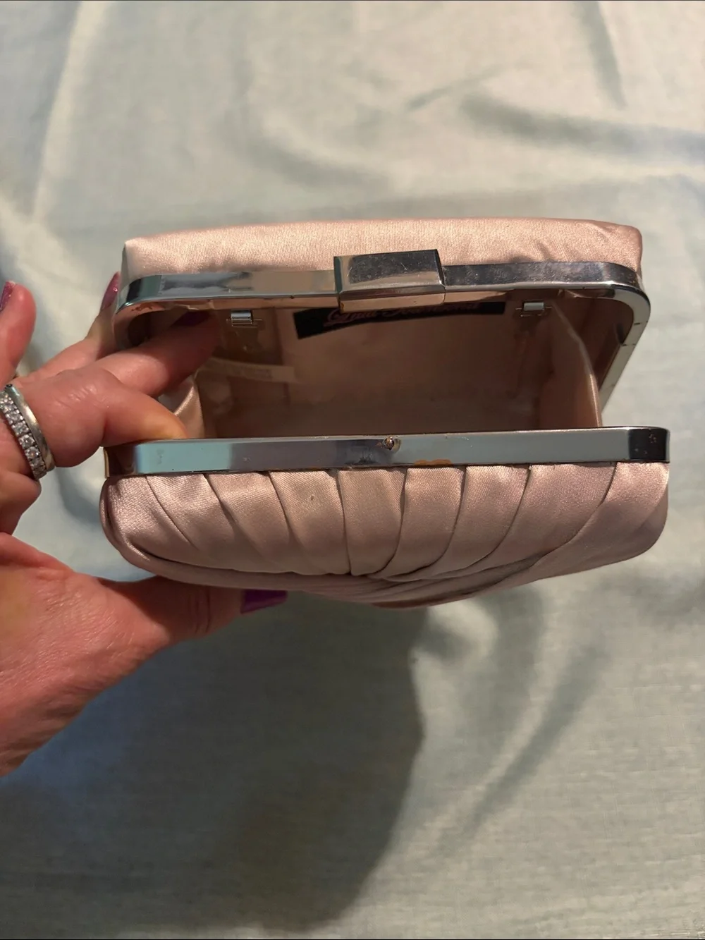 Lulu Townsend Rose Gold Pleated Twist Clutch